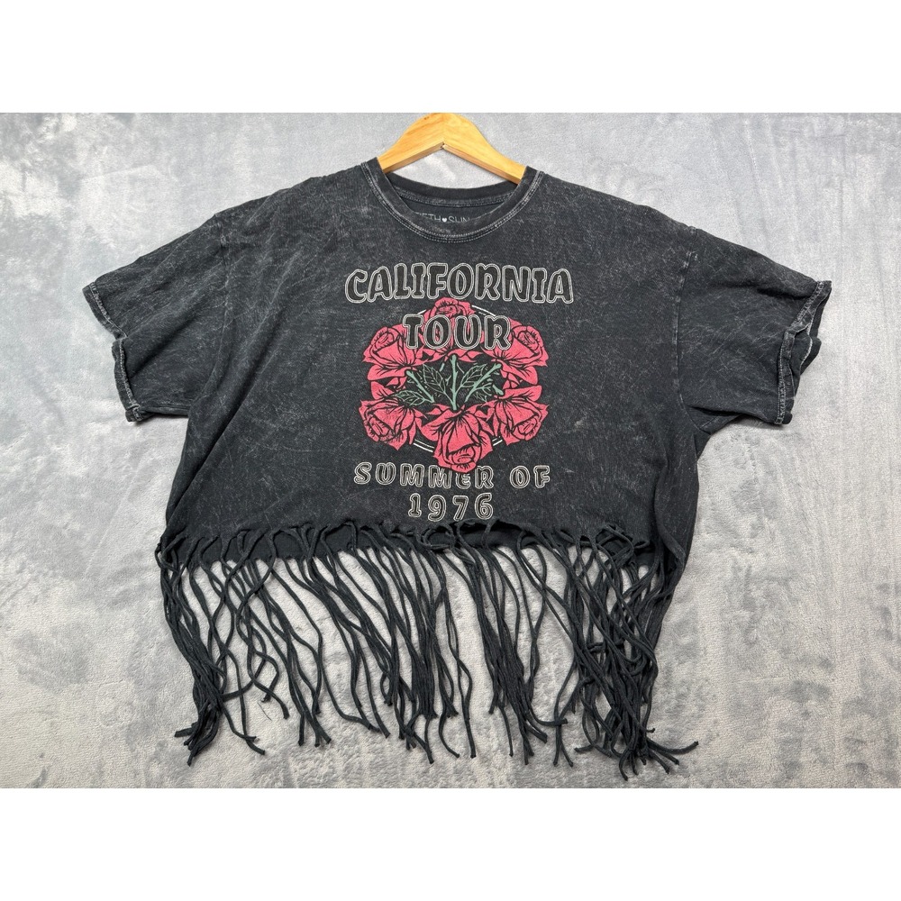 Fifth Sun California Tour Summer of 1976 T-Shirt Womens XL Black Graphic Fringe